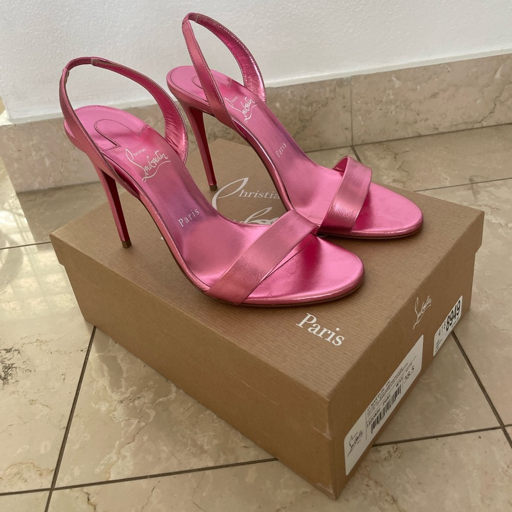 Christian Louboutin Marylin pink metallic slingback 38.5